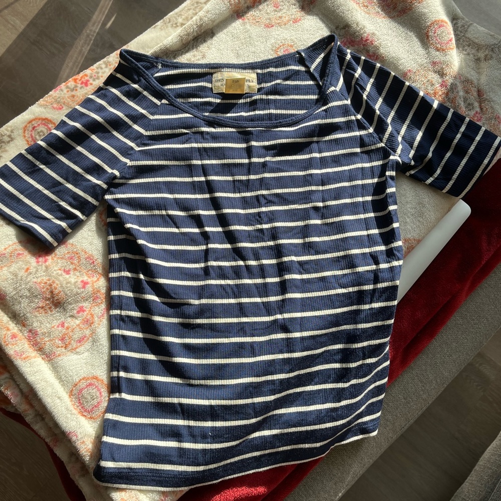 ralph lauren denim&supply navy white stripe boat neck tshirt
